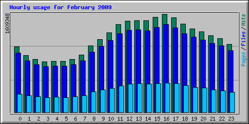 Hourly usage for February 2009